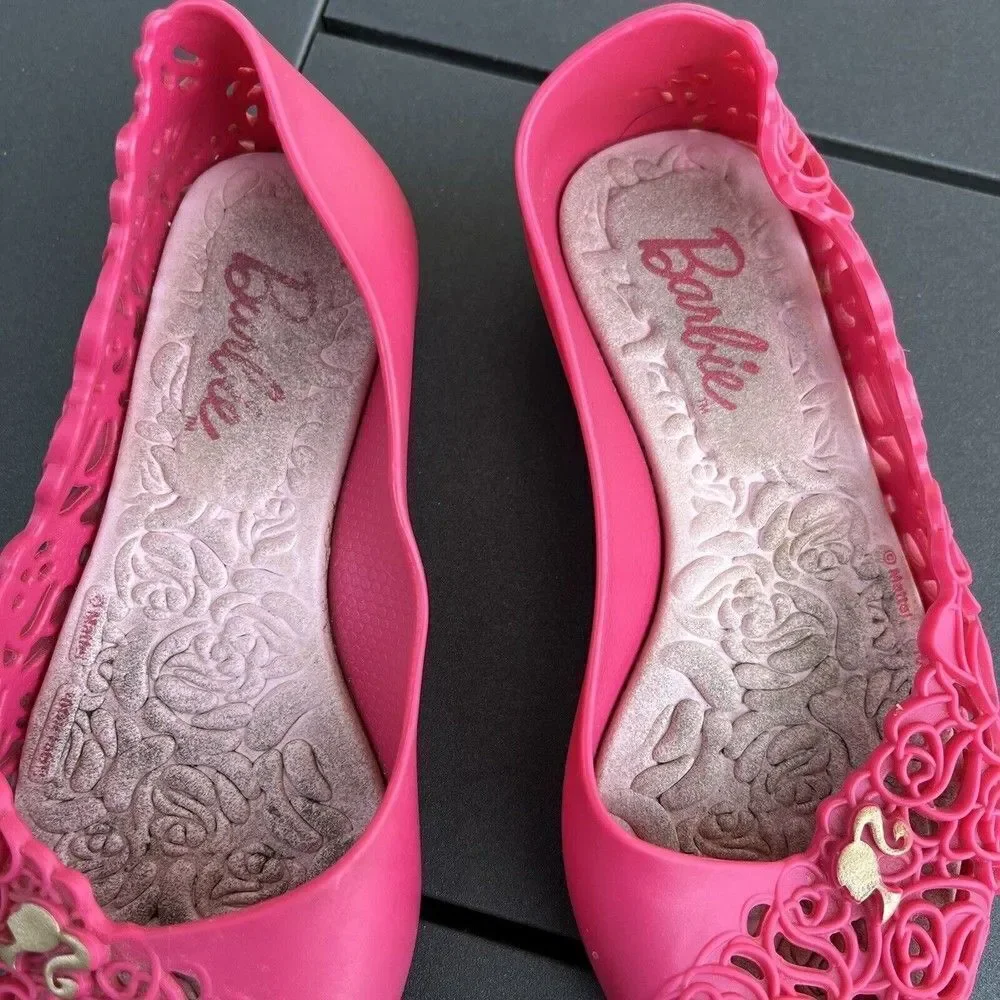 Grendene Kids Barbie Floral Pink Slip On Jelly Flats Shoes Toddler Girls Size 9
